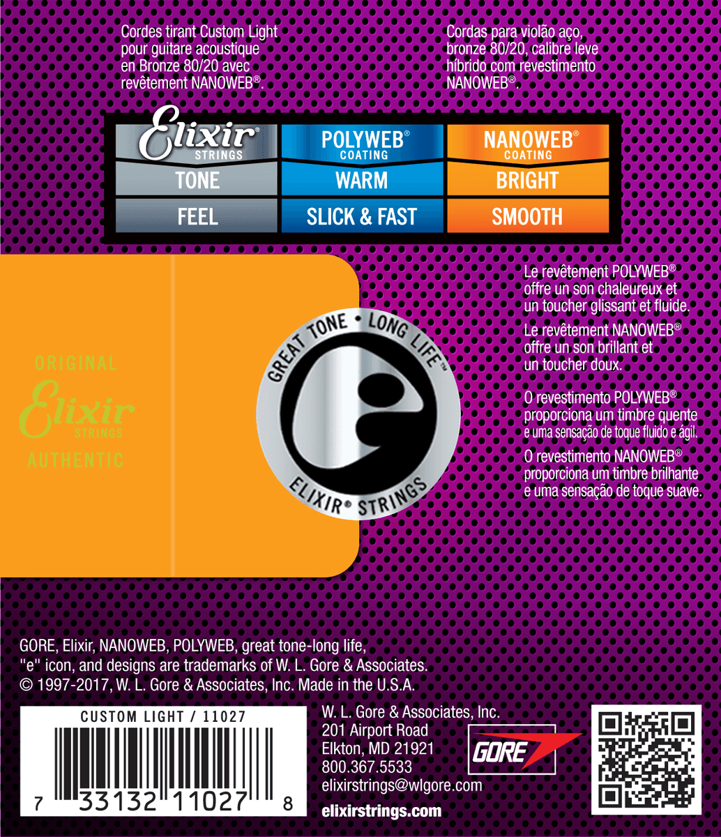 Elixir Nanoweb 80/20 Bronze Custom Light 011-052