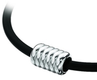 Sort rundt armbånd m. stål led