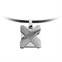 Stål halskæde m. kryds på plade