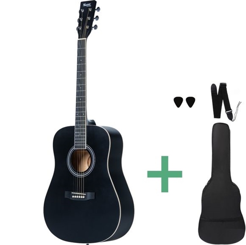 Sant Guitars AC-84L SBK venstrehånds-western-guitar pakke i Satin Black