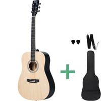 Sant Guitars AC-84L SNA venstrehånds-western-guitar pakke i Satin Nature