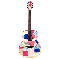 Tyma V3E Popular Grand Auditorium western-guitar med kunstnerisk design
