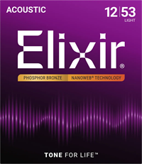 Elixir NANOWEB akustiske guitarstrenge Phosphor Bronze Light 12-53