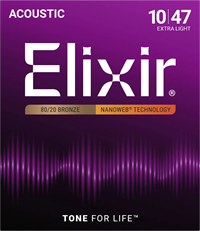 Elixir Nanoweb akustiske guitarstrenge 80/20 Bronze Extra Light 10-47
