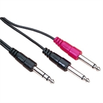 Monacor MCA-202. Audiokabel Stereo til 2 x MONO 6.3mm jack