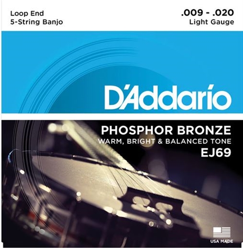 D\'Addario J69 Banjostrenge .009 med Phosphor Bronze wound .020